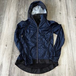 Lululemon athletica gather and sprint polka dot  zip up hooded blue black jacket
